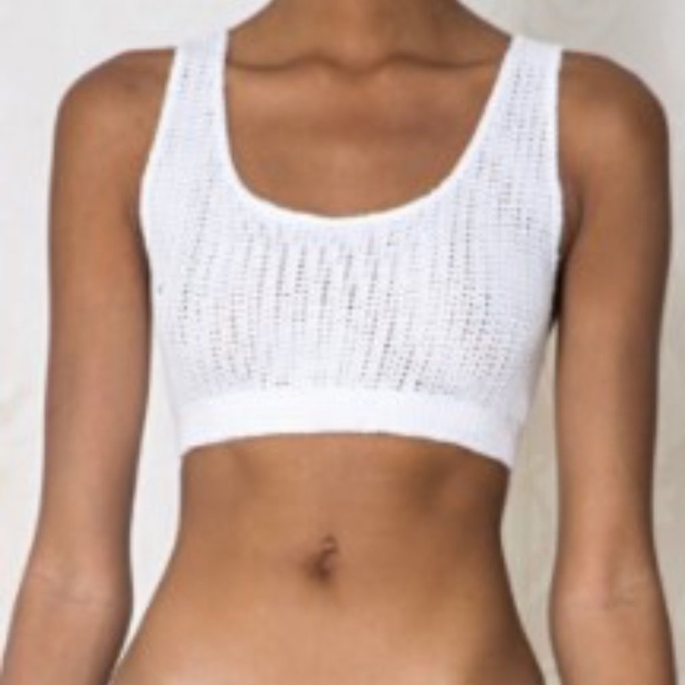 White Net Racer Back Sports Bra